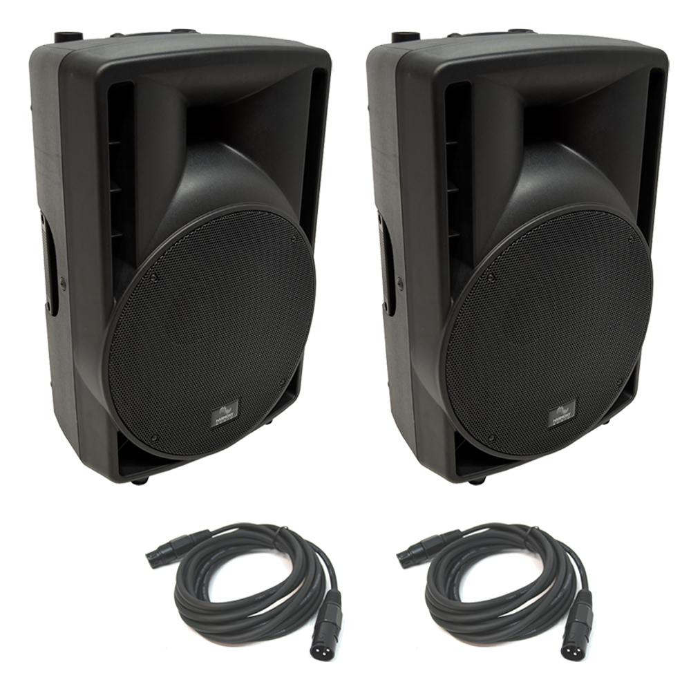 (2) Harmony Audio HA-C12A Pro DJ 12" Powered 800W PA Speaker & (2) XLR Cable