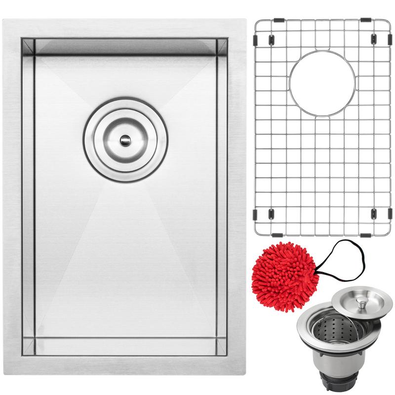 12" Ticor S3610 Pacific Series 16-Gauge Stainless Steel Undermount Single Basin Zero Radius Kitchen and Bar Sink with Accessories