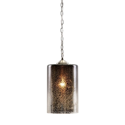 15" Dark Brown and Silver Finish Cylindrical Pendant Light with Hanger - 32824886