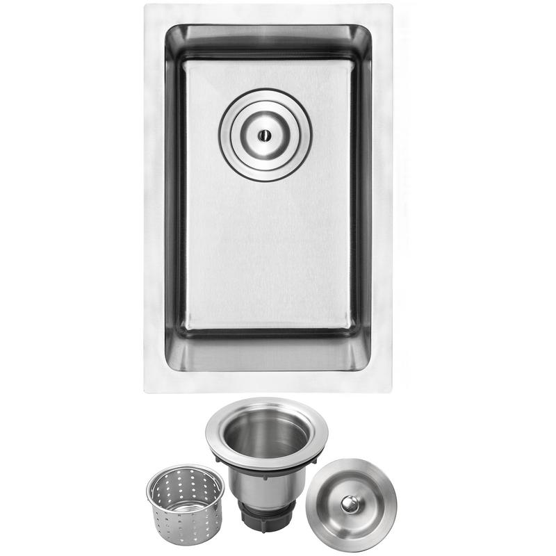 12" Phoenix PLZ-03 Arlo Series 18-Gauge Stainless Steel Undermount Single Basin Kitchen and Bar Sink