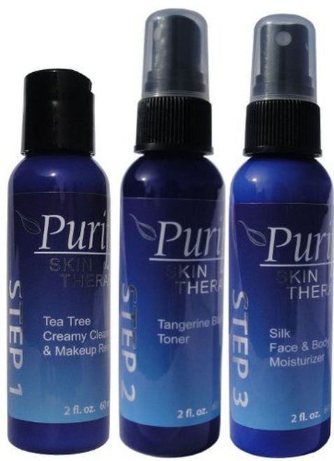 100% Natural & Organic 3 Step Pack with Organic Tea Tree Creamy Cleanser, Tangerine Blast Toner, & 100% Natural Silk Face Moisturizer SAVE 10% on PACK