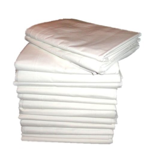 12 (1 Dozen) Large 66x104 Bright White Massage Table Flat Draw Sheet Linen Percale by Atlas