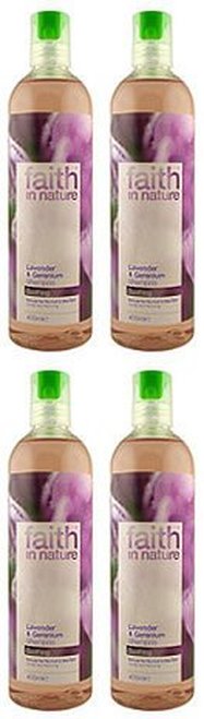 (4 PACK) - Faith in Nature - Lavender & Geranium Shampoo | 400ml | 4 PACK BUNDLE