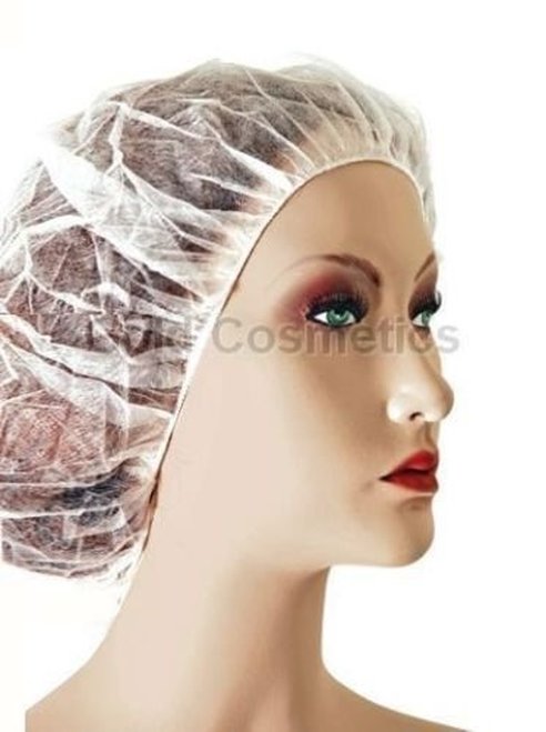 1000 Ct. White Disposable BOUFFANT CAPS Banded Non-Woven Accordion style Bulk