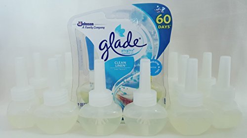 12 Glade Clean Linen Plugins Scented Oil Refills No Outer Package