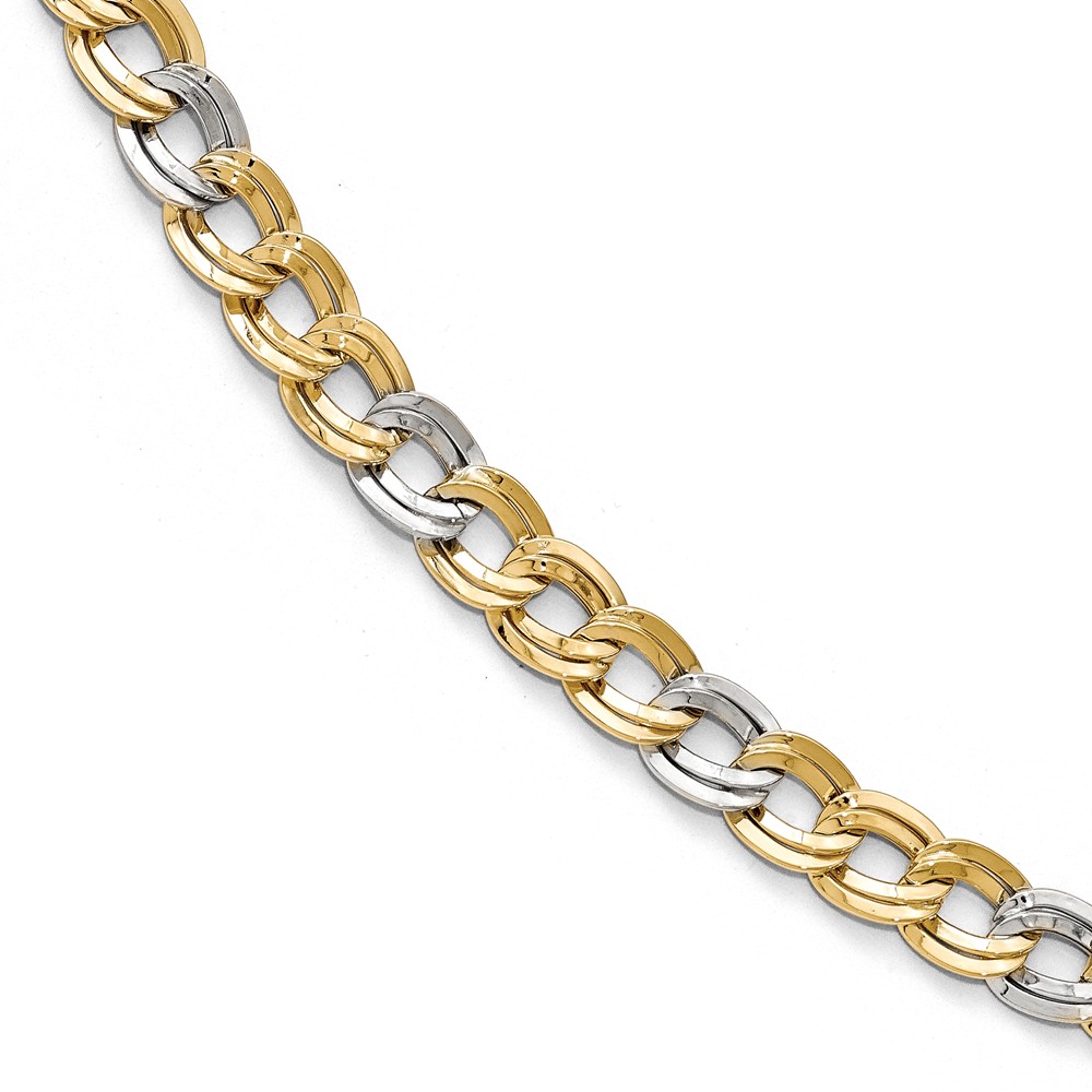 14K Two-tone Gold Polished Fancy Link Bracelet (Length :7.5inch)