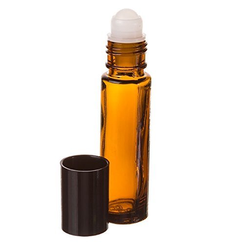 144 Essential Oil, Aromatherapy - Amber Glass Bottle with Roll On Applicator and Black Cap - 10 ml - Grand Parfums Package of 144 Bulk Lot Wholesale