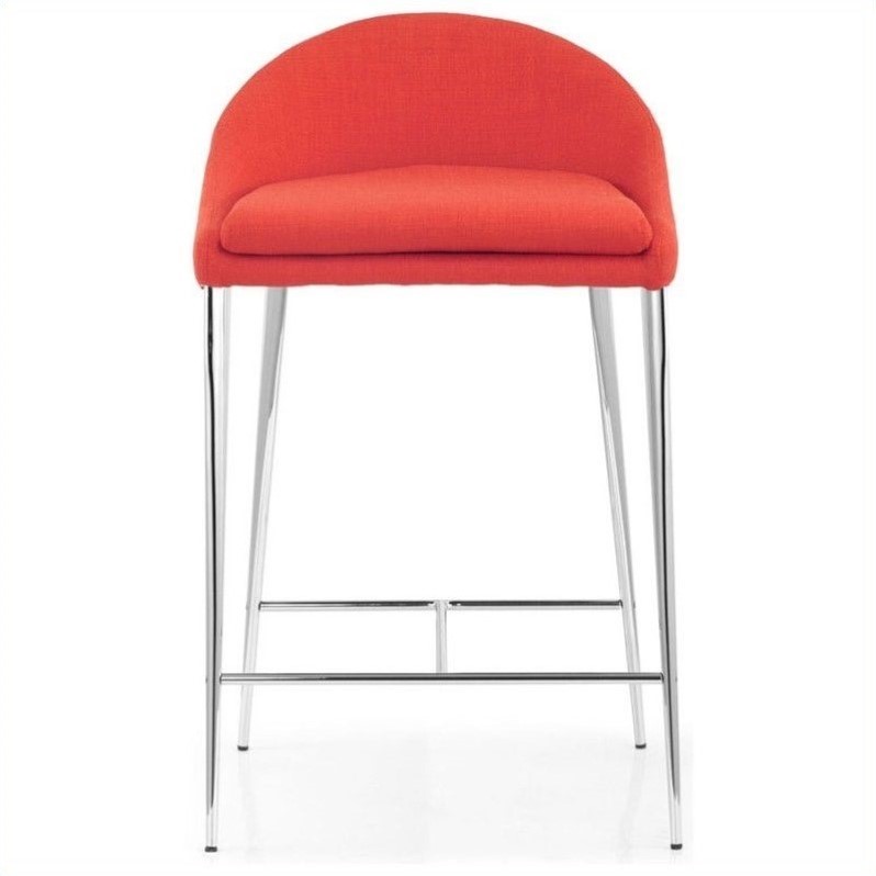Zuo Reykjavik 24.4" Counter Stool in Tangerine (Set of 2)
