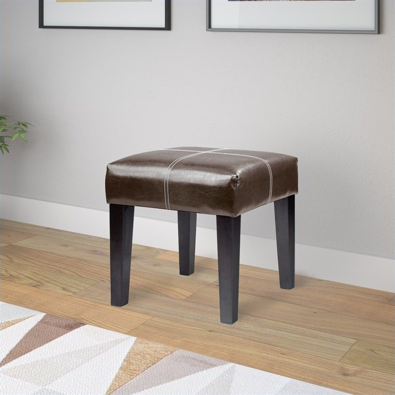 16" Bench in Dark Brown Bonded Leather BY CorLiving