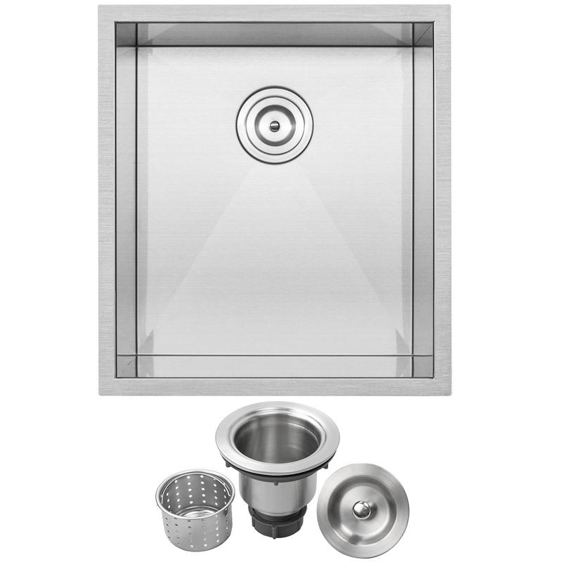 18 1/2" Ticor S3650 Pacific Series 16-Gauge Stainless Steel Undermount Single Basin Zero Radius Kitchen and Bar Sink
