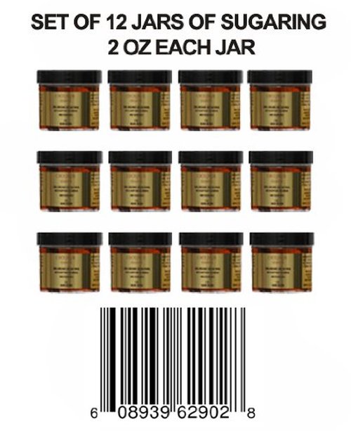 12 Jars of Sugaring 3 Oz Each Cleopatra Egyptian Sugar Wax Hair Removal 100% Natural Paste - 100% Natural with Egyptian Calendula and Chamomile - Epil