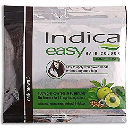 100 Pc Indica Easy10 Minutes Herbal Hair Color Shampoo Base Dark Brown Herbs