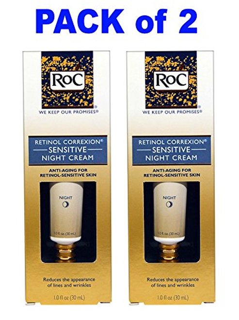 (PACK of 2) Roc Retinol Correxion Anti-Aging Sensitive Skin Night Cream, 1 Oz. - NEW - SEALED