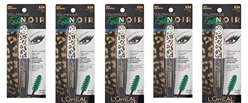 (Pack of 5) - VALUE PACK! - LOral Paris Voluminous Feline Noir Waterproof Mascara, 634 Blackest Noir, 0.27 fl. oz.