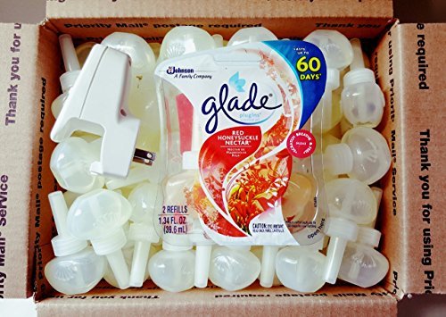 100 Glade Air Plugins Scented Oil Refills Red Honeysuckle + Warmer No Outer Pack