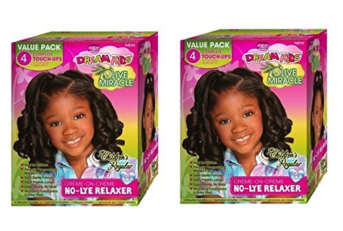 [ PACK OF 2] African Pride Dream Kids Olive Miracle 4 Touch-Up Relaxer Regular Value Pack
