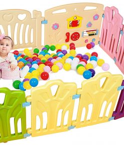 12 Panel Baby Playpen Kids Activity Centre Safety Playard Home Indoor Outdoor Portable Pen (multicolour, Classic set)