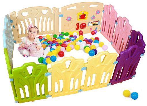 12 Panel Baby Playpen Kids Activity Centre Safety Playard Home Indoor Outdoor Portable Pen (multicolour, Classic set)