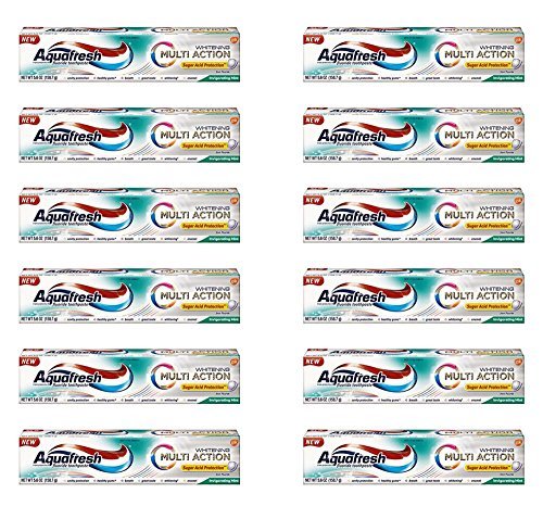 12x Aquafresh Whitening Toothpaste Multi Action Invigorating Mint - 5.6oz