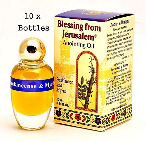 10 x Anointing Oil Frankincense & Myrrh 0.34oz From Holyland Jerusalem (10 bottles)