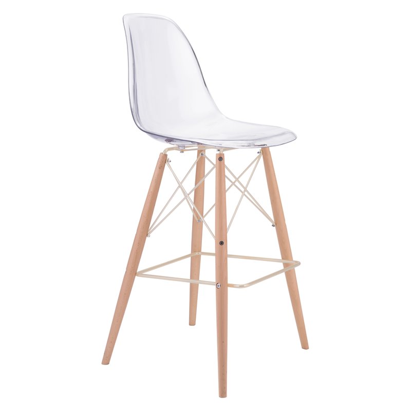 Zuo Shadow 44" Bar Stool in Clear and Gold