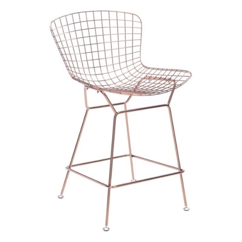 Zuo Wire Bar Stool in Rose Gold