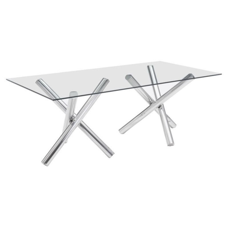 Zuo Stant Glass Dining Table in Chrome