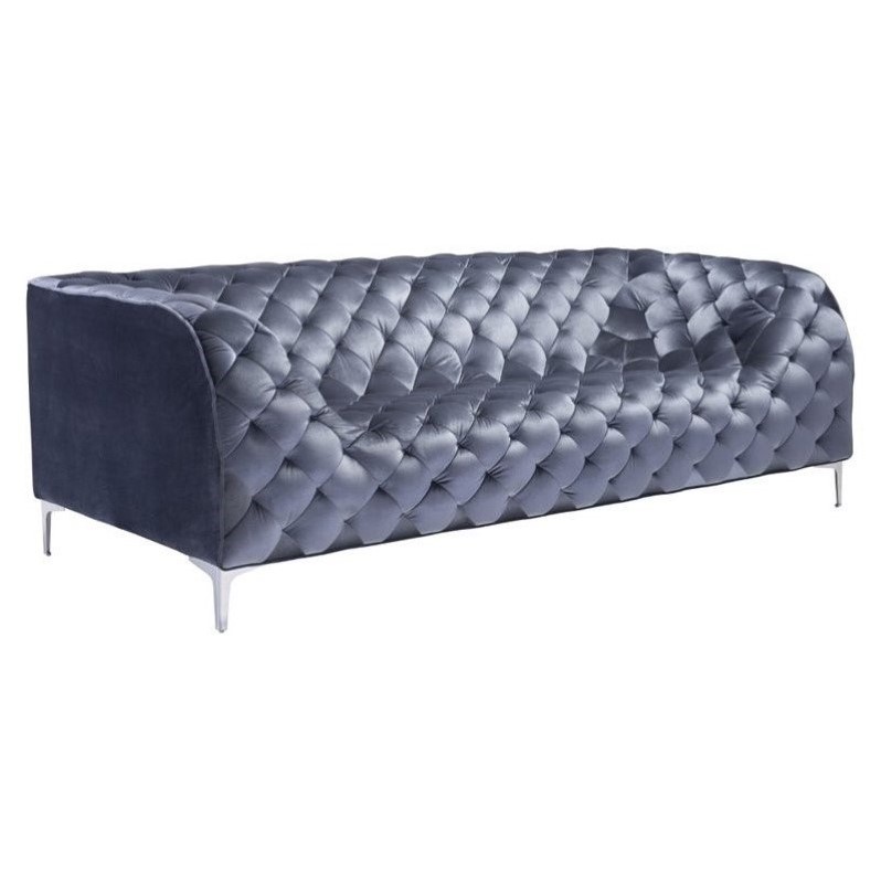 Zuo Providence Velvet Sofa in Gray