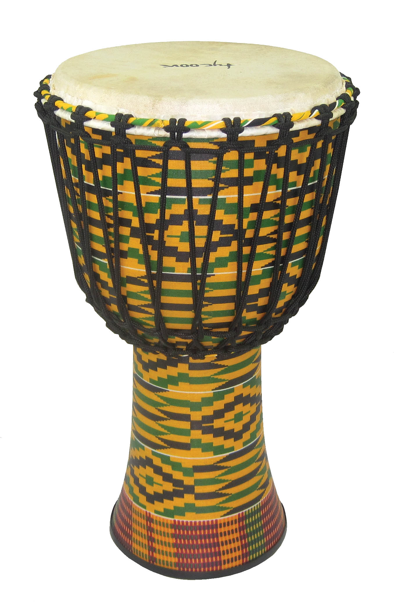 10 FIBERGLASS ROPE TUNED DJEMBE - KENTE FINISH