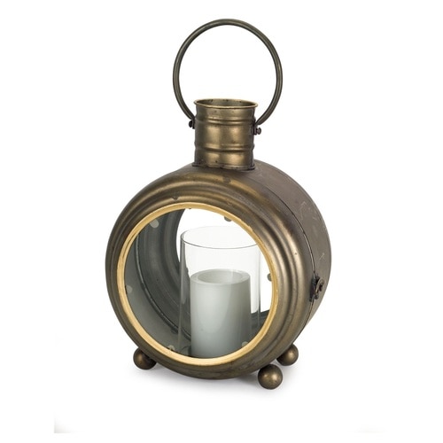 14” Lantern With Round Glass Panels - 33389975