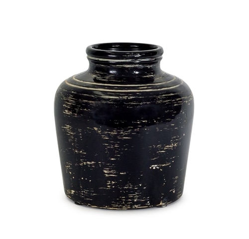 11" Vase Ceramic Black, Cream - 33389972