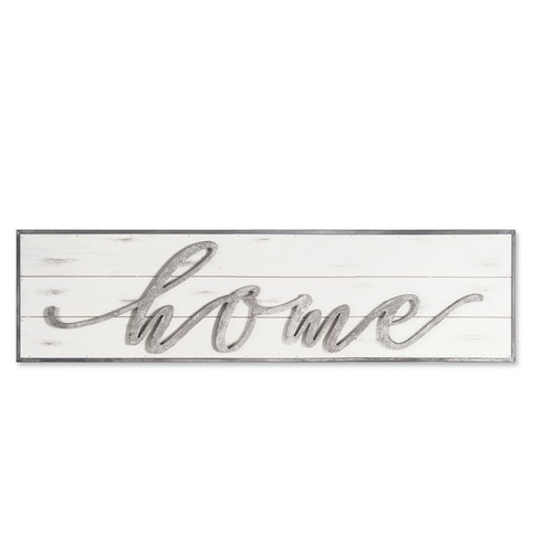 11.25" Wood "HOME" Sign (White, Grey) - 33390218