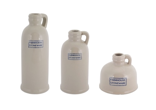 10" Set Of 3 Antique Ceramic Jugs - 33390434