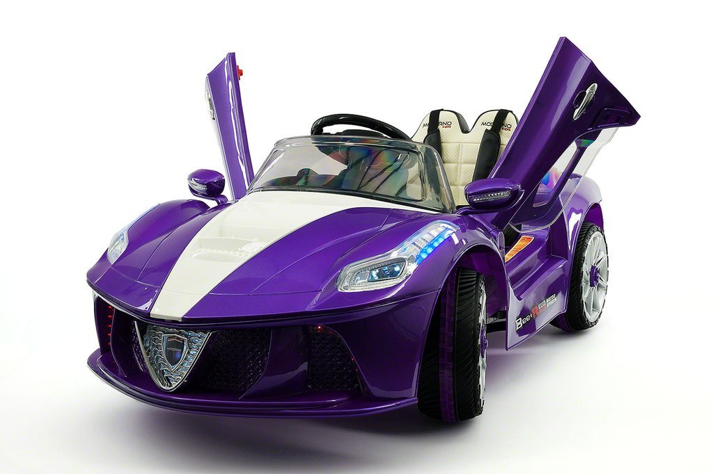 12V Ride On Sports Car Kids W/ New Design Electric Battery Power Remote Control RC Purple