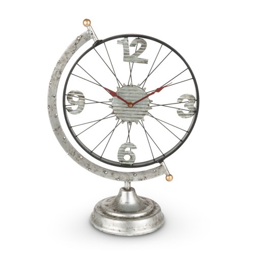 17.7" Black and Red Galvanized Finish Globe Wheel on Stand - 32815891