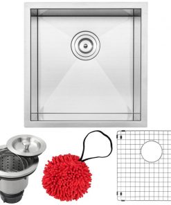 17 1/4" Ticor S3640 Pacific Series 16-Gauge Stainless Steel Undermount Single Basin Zero Radius Kitchen and Bar Sink with Accessories