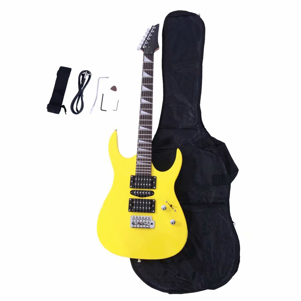 170 Electric Guitar with Case and Accessories Pack Beginner Starter Package (Yellow)