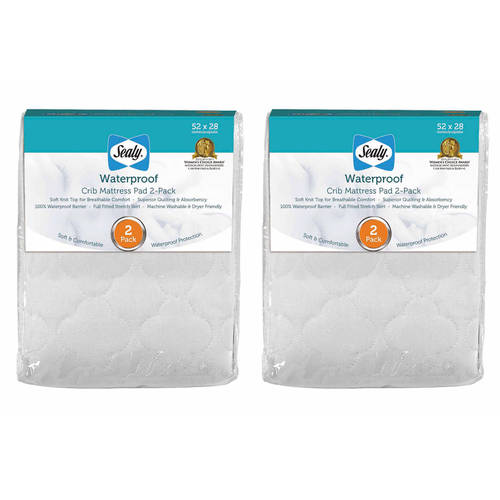 (2 Pack) Sealy Waterproof Crib and Toddler Mattress Pad - 2 Count