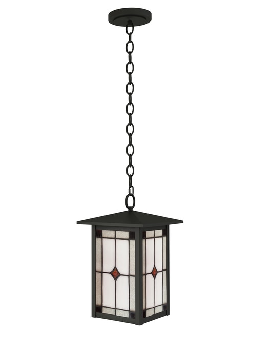 10.5" Black Antique Style Outdoor Patio Mini Pendant with Frosted Art Glass - 32814864