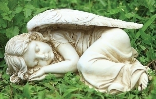 11.75" Ivory Sleeping Guardian Angel Outdoor Patio Figure - 29052051