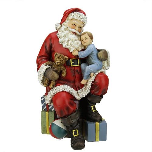 15.5" Santa Claus with a Child and Presents Christmas Table Top Decoration - 31572674