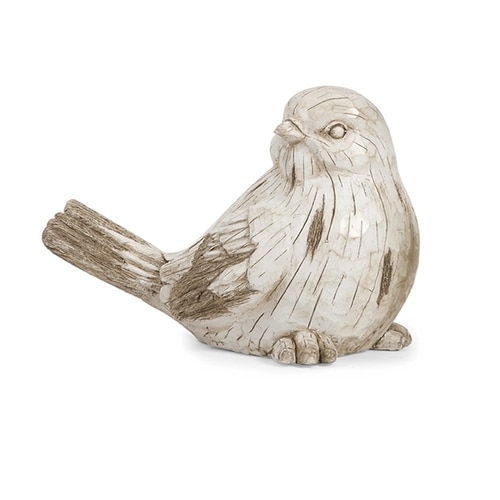 17.75" Rustic White Washed Carved Garden Bird Statue - 31356703
