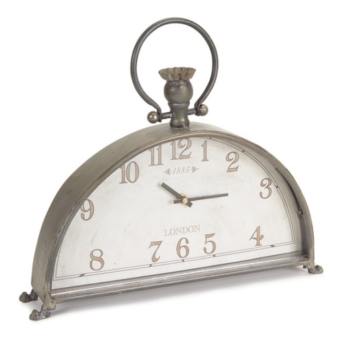 15" Silver and White Mantle Hanging Metal and Glass Clock - 31456126