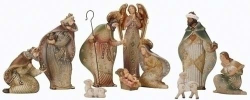 10-Piece Inspirational Clay Christmas Nativity Figure Set - 9729184