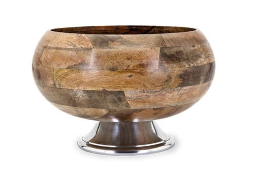 15" Tortilla Brown and Umber Brown Tabish Decorative Bowl with Base - 32801616