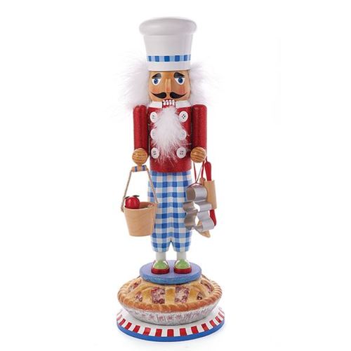 17" Vibrantly Colored Glittering Christmas Apple Pie Baker Nutcracker - 32807051