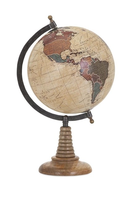 16" Dinya Tabletop Decorative Traditional Globe with a Mango Wood Stand - 32600569