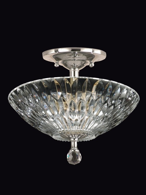 13" Satin Nickel and Solid Crystal Lightwater Semi-Flush Mount Ceiling Light Fixture - 31376060