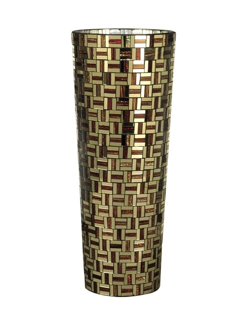 17.75" Gold and Bronze Mosaic Ravenna Large Decorative Glass Vase - 31376173