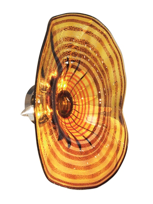 16" Brown and Amber Bands Handover Hand Crafted Glass Flush Mount Wall Sconce Light Fixture - 32270356
